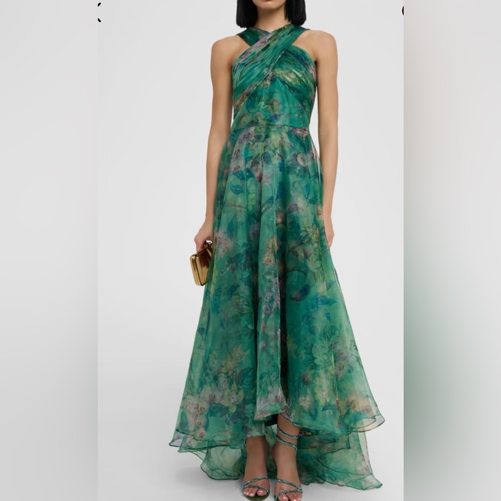 Theia Luana High Low Gown Lush Greenwood Color  Size 8 NWT